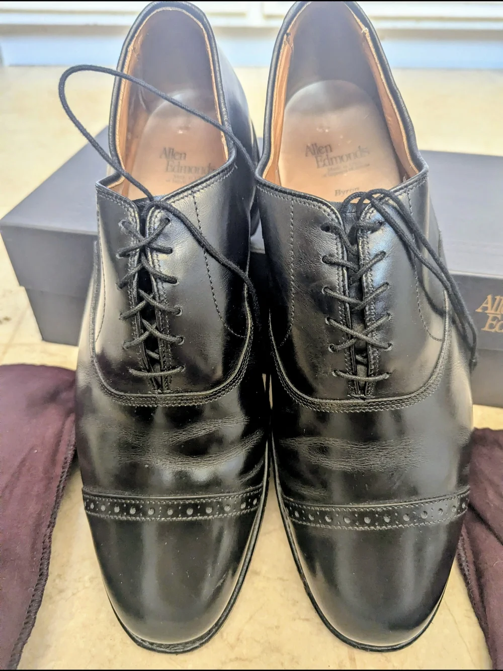 Allen Edmonds Byron Black Cap Toe Oxford Dress Shoes Men’s 10.5 D Leather USA